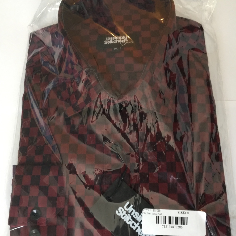 Unsimply Stitched – Checked Trim Fit Maroon Dress